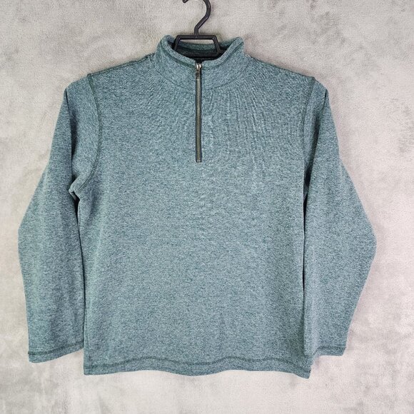 Mens Heathered Green Gap Pullover Sweater 1/4 Zip Long Sleeve Mock Neck Size L - Picture 2 of 11